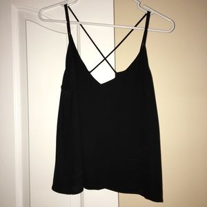 Abbeline black crop top with criss cross back